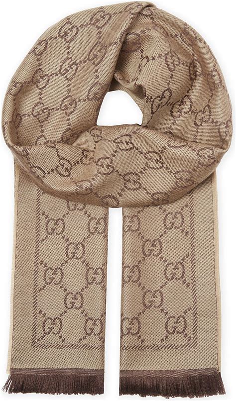 gucci gg logo scarf brown